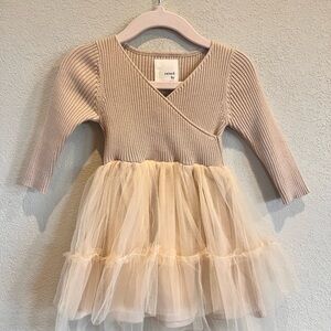 Raised By Water Ribbed Knit Dress with Tulle Skirt